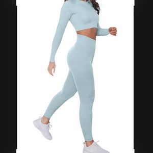 Workout Long Sleeve Top and Leggings Set